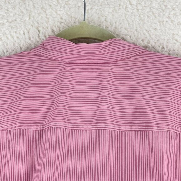 J. Jill Pink Striped Button-Up Shirt‎ Womens Long Sleeve Stretch Size Large - Picture 14 of 16